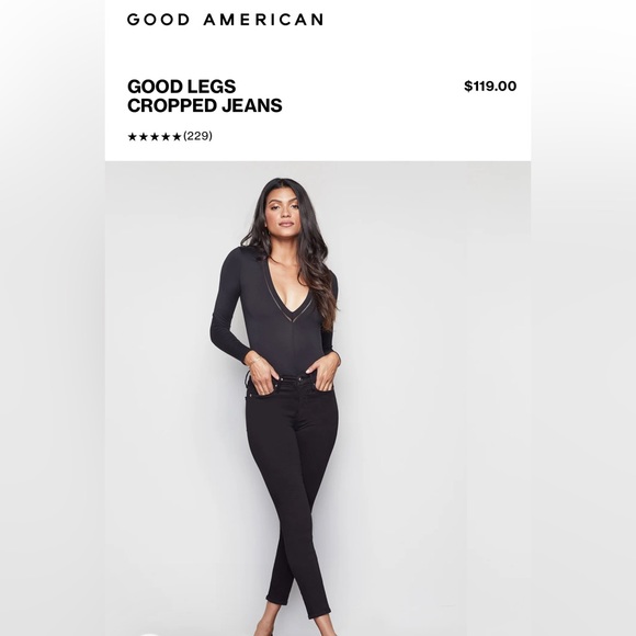 Good American Black Denim Good Legs Jeans Skinny 00 24 - Picture 13 of 13